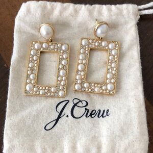 J. Crew Gold and White Pearl Earrings